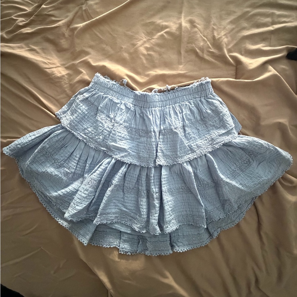 Blue LoveShackFancy ruffle mini skirt